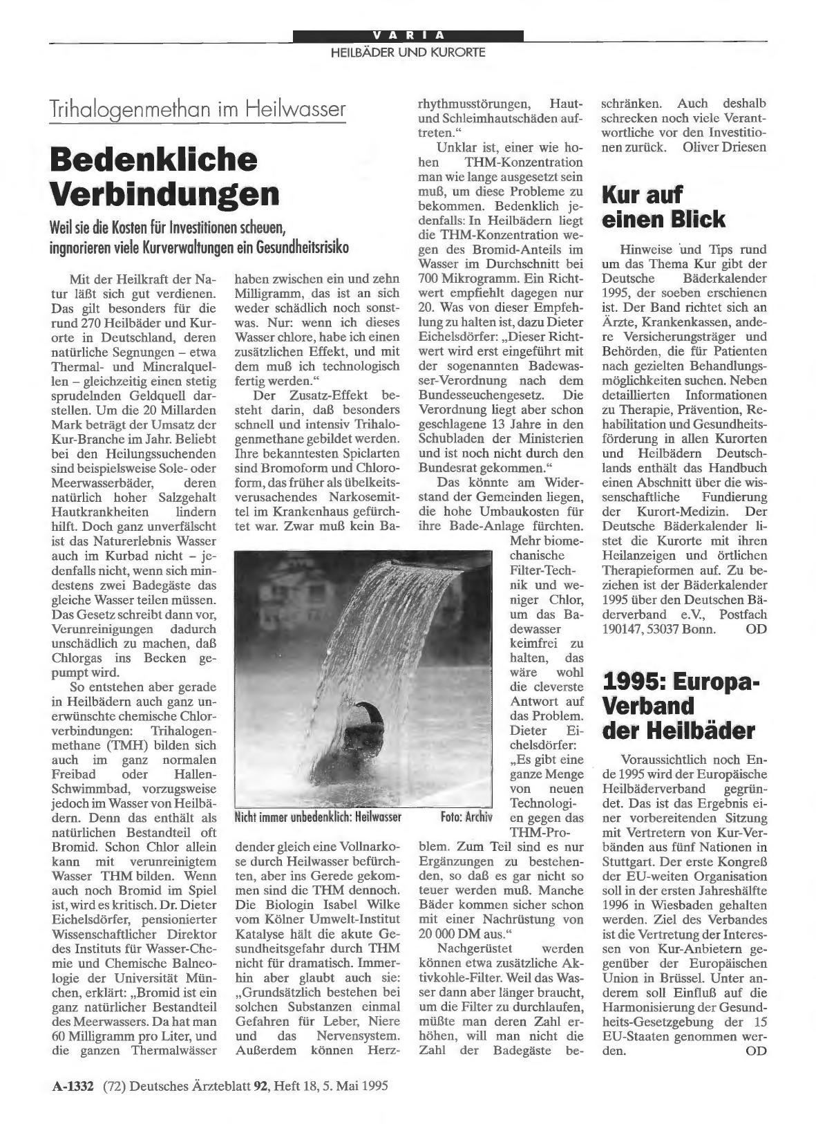 Vorschauseite 1: 1995: Europa-Verband der Heilbäder