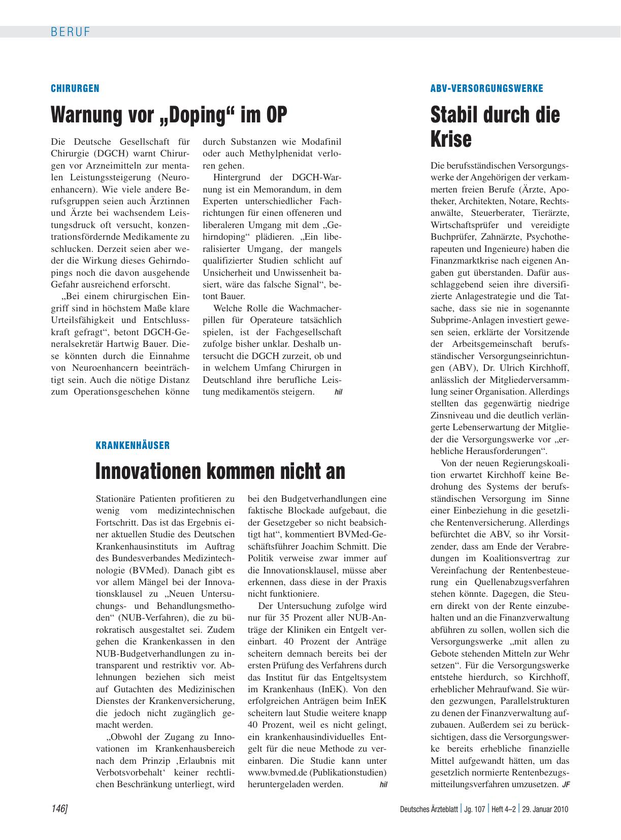 Vorschauseite 1: Chirurgen: Warnung vor „Doping“ im OP
