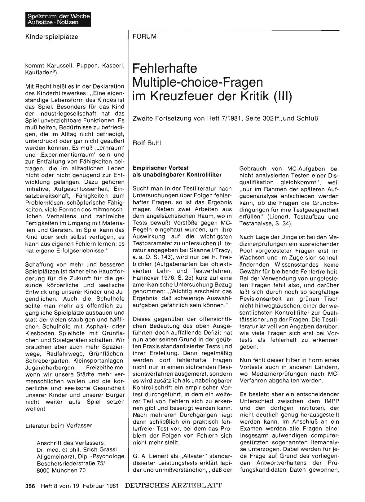 Vorschauseite 1: Fehlerhafte Multiple-choice-Fragen im Kreuzfeuer der Kritik (III)