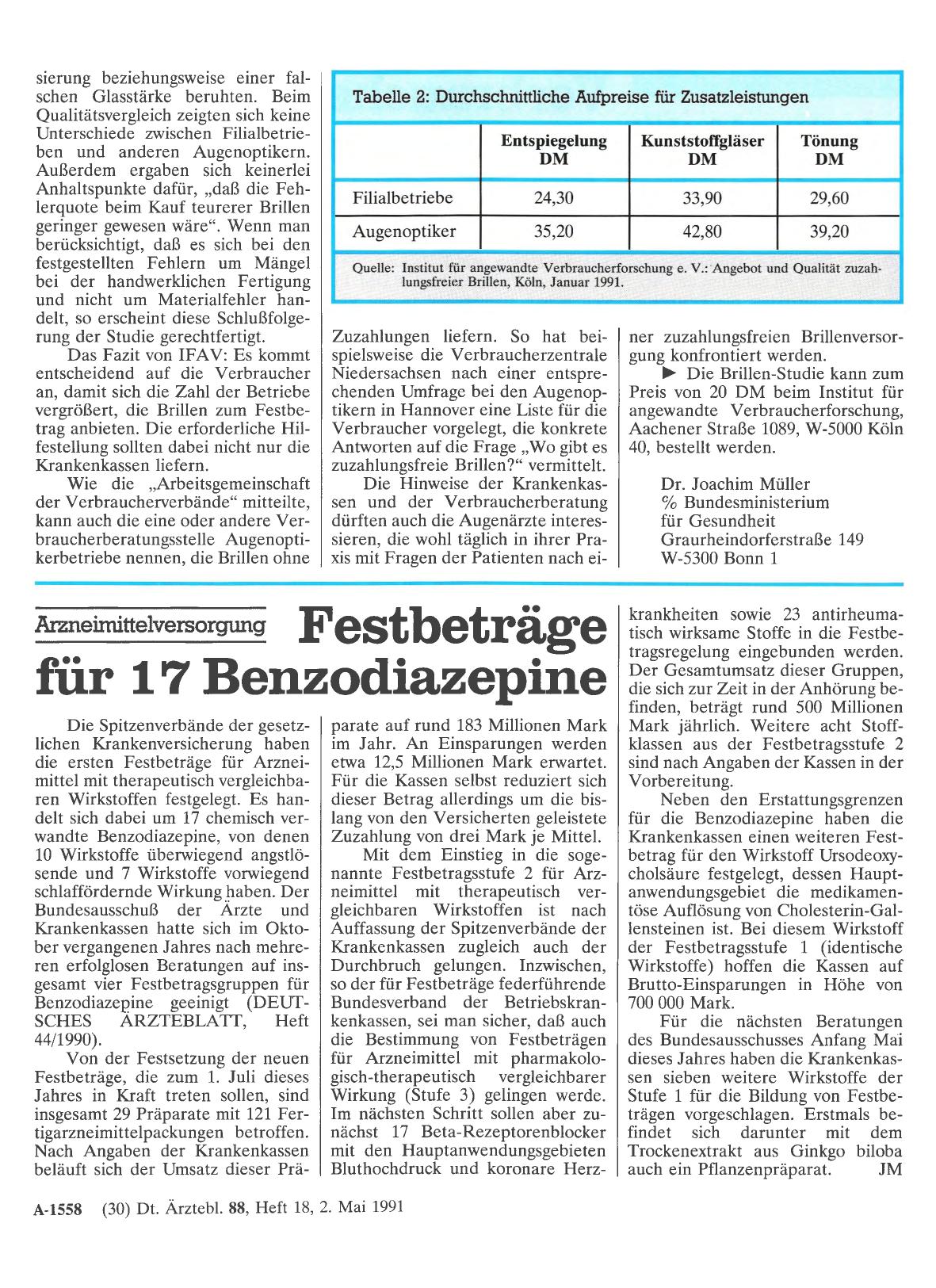 Vorschauseite 1: Arzneimittelversorgung: Festbeträge für 17 Benzodiazepine