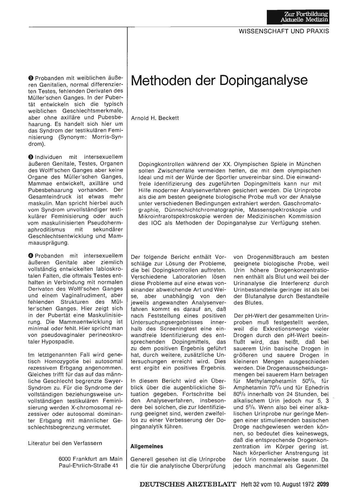Vorschauseite 1: Methoden der Dopinganalyse