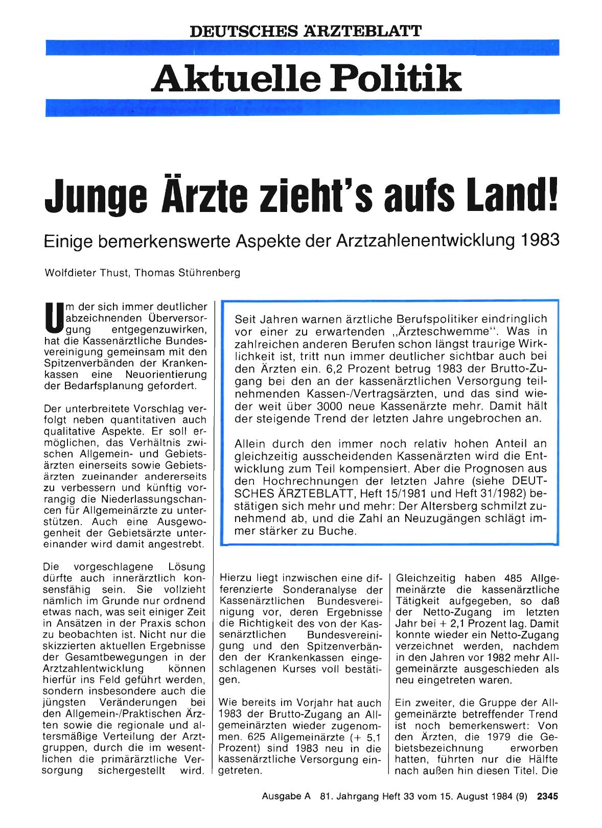 Vorschauseite 1: Junge Ärzte zieht's aufs Land!