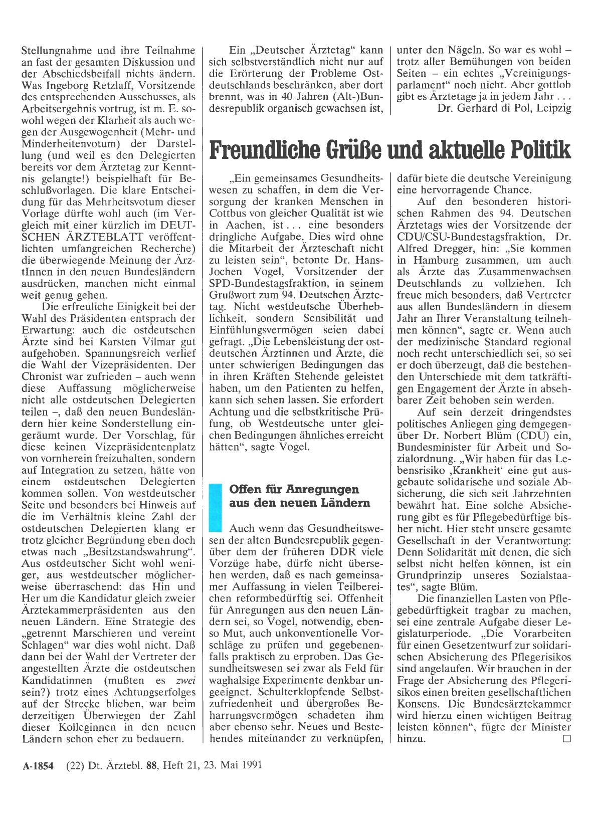 Vorschauseite 1: Freundliche Grüße und aktuelle Politik