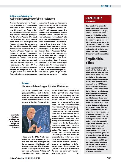 Vorschauseite 1: E-Health: Datenschutzbeauftragter kritisiert Ministerien