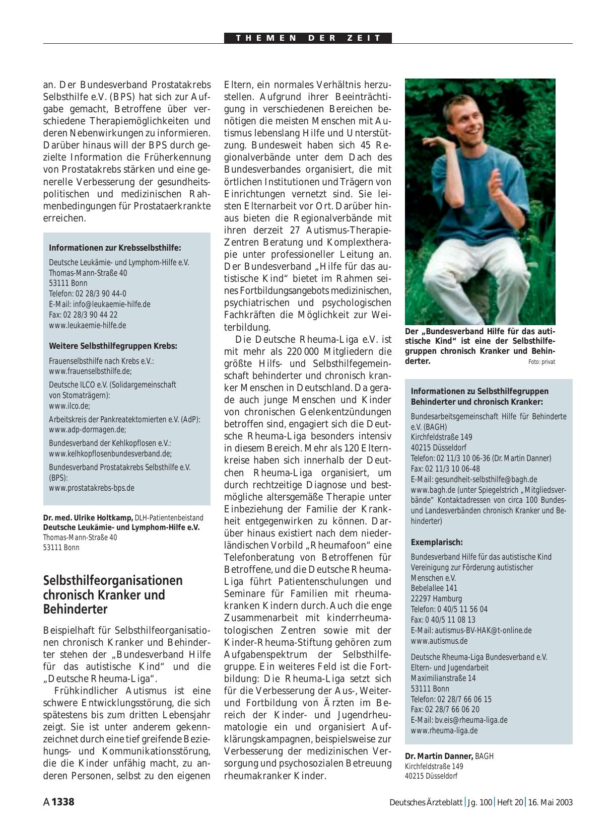 Vorschauseite 1: Arzt & Selbsthilfe: Selbsthilfeorganisationen chronisch Kranker und Behinderter