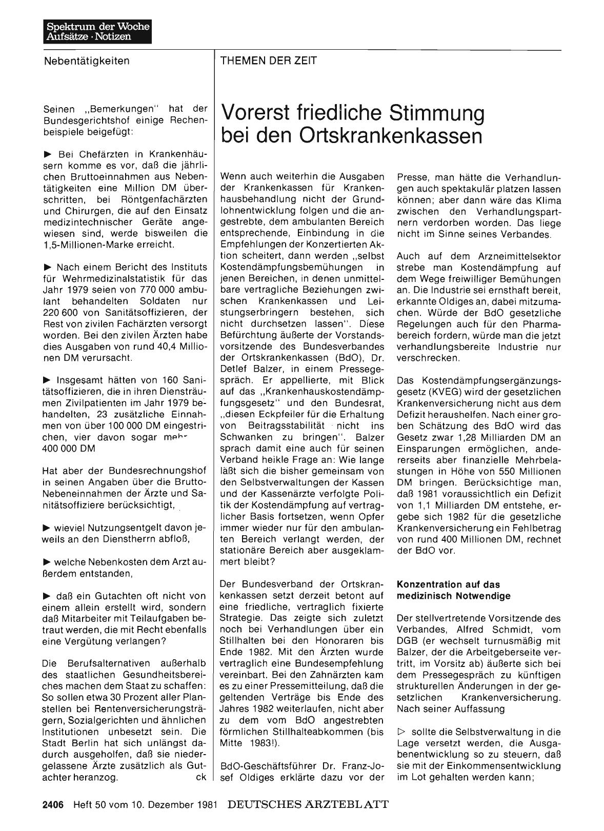 Vorschauseite 1: Vorerst friedliche Stimmung bei den Ortskrankenkassen