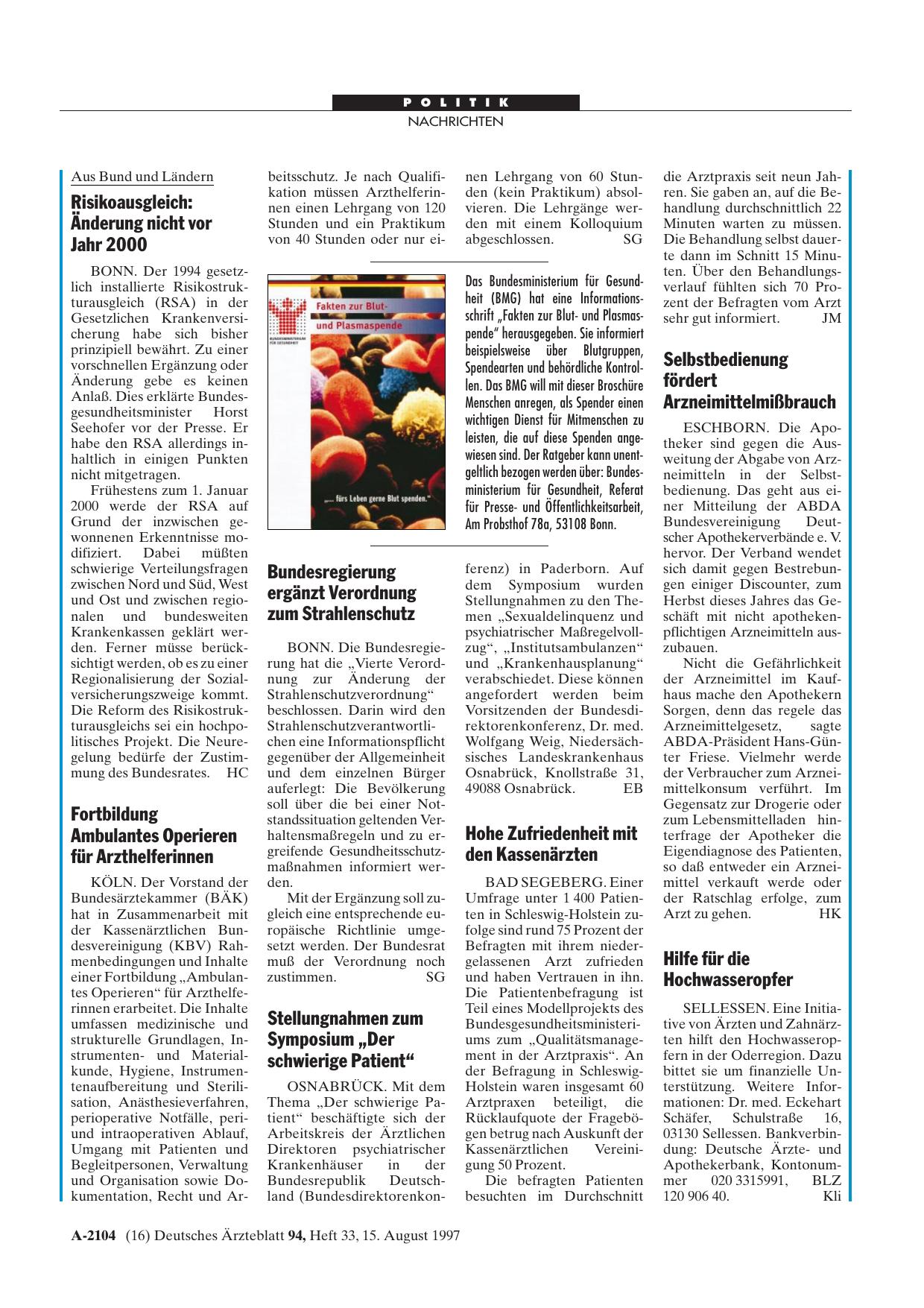 Vorschauseite 1: Selbstbedienung fördert Arzneimittelmißbrauch