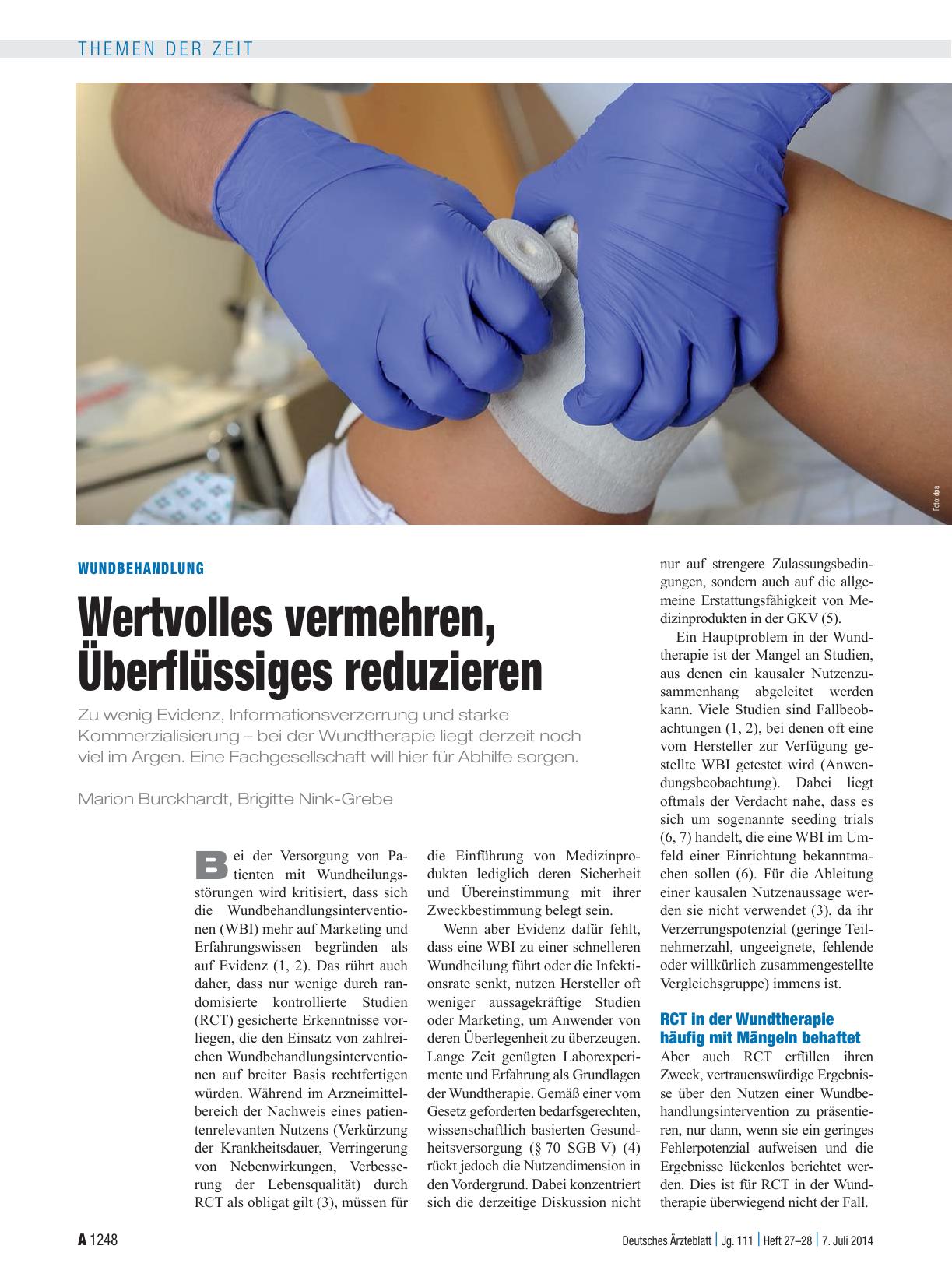 Vorschauseite 1: Wundbehandlung: Wertvolles vermehren, Überflüssiges reduzieren