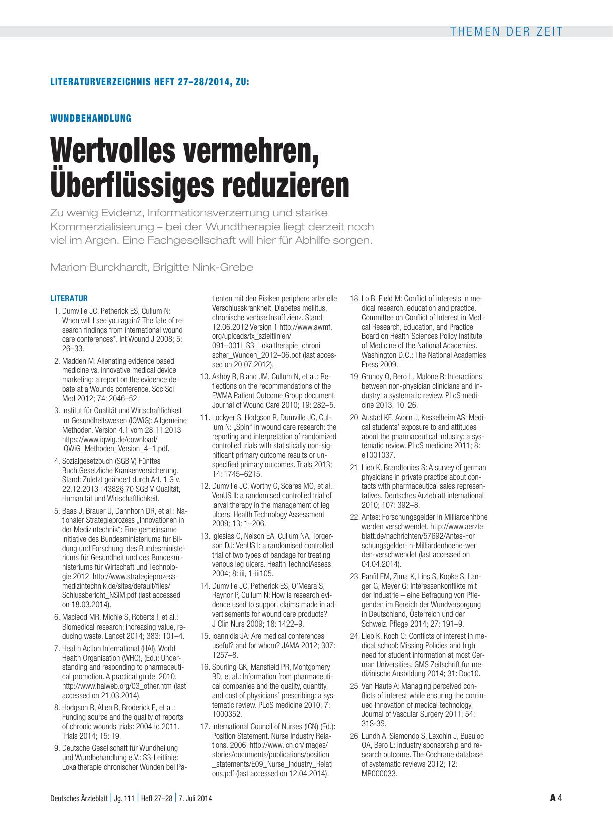 Vorschauseite 4: Wundbehandlung: Wertvolles vermehren, Überflüssiges reduzieren