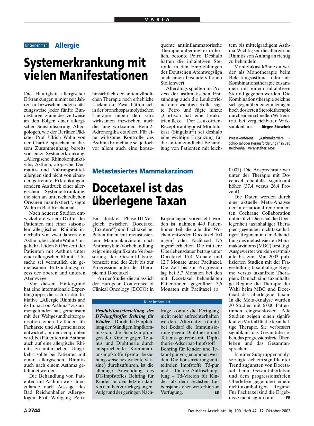 Vorschauseite 1: Allergie: Systemerkrankung mit vielen Manifestationen