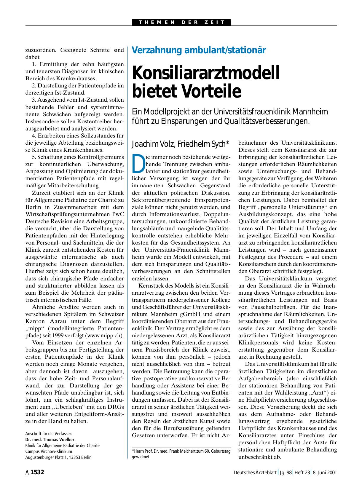Vorschauseite 1: Verzahnung ambulant/stationär: Konsiliararztmodell bietet Vorteile