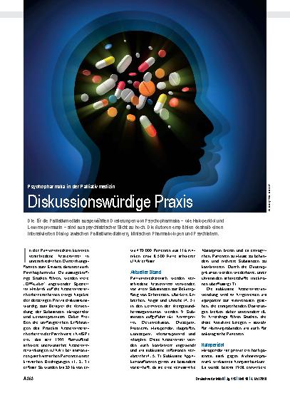 Vorschauseite 1: Psychopharmaka in der Palliativmedizin: Diskussionswürdige Praxis