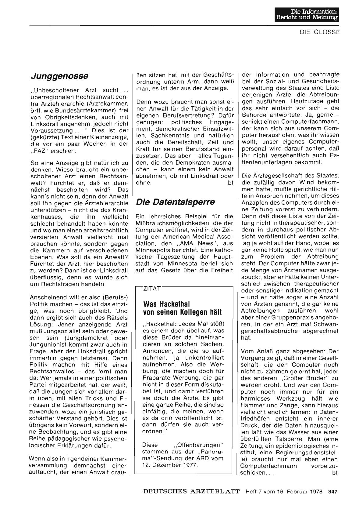 Vorschauseite 1: Die Datentalsperre
