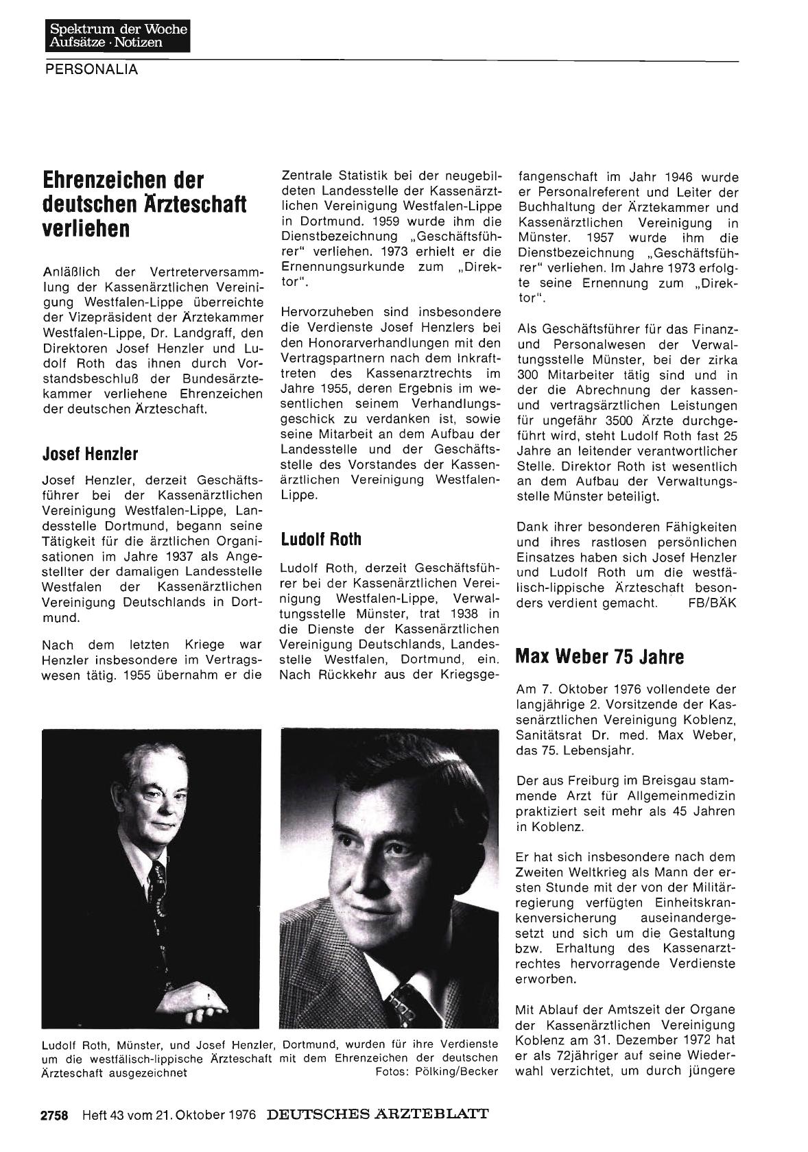 Vorschauseite 1: Ehrenzeichen der deutschen Ärzteschaft verliehen