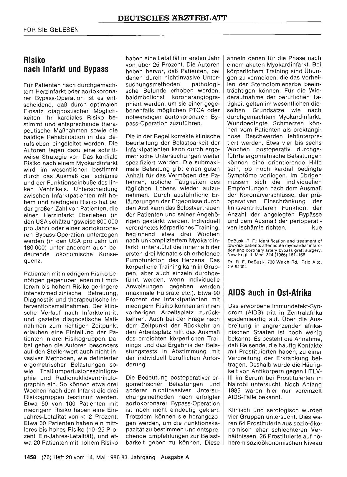 Vorschauseite 1: Risiko nach Infarkt und Bypass