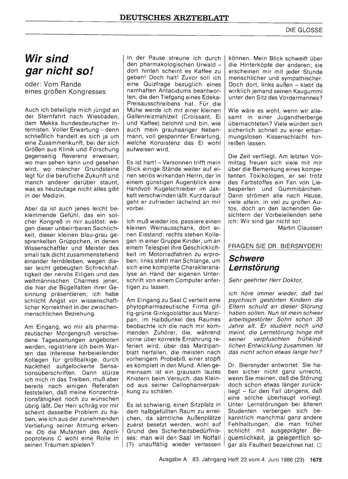 Vorschauseite 1: FRAGEN SIE DR. BIERSNYDER! Schwere Lernstörung