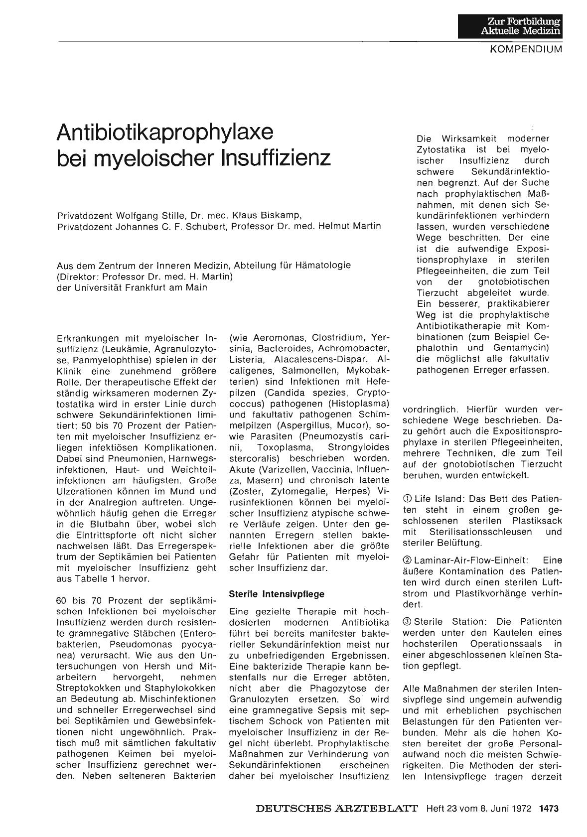 Vorschauseite 1: Antibiotikaprophylaxe bei myeloischer Insuffizienz