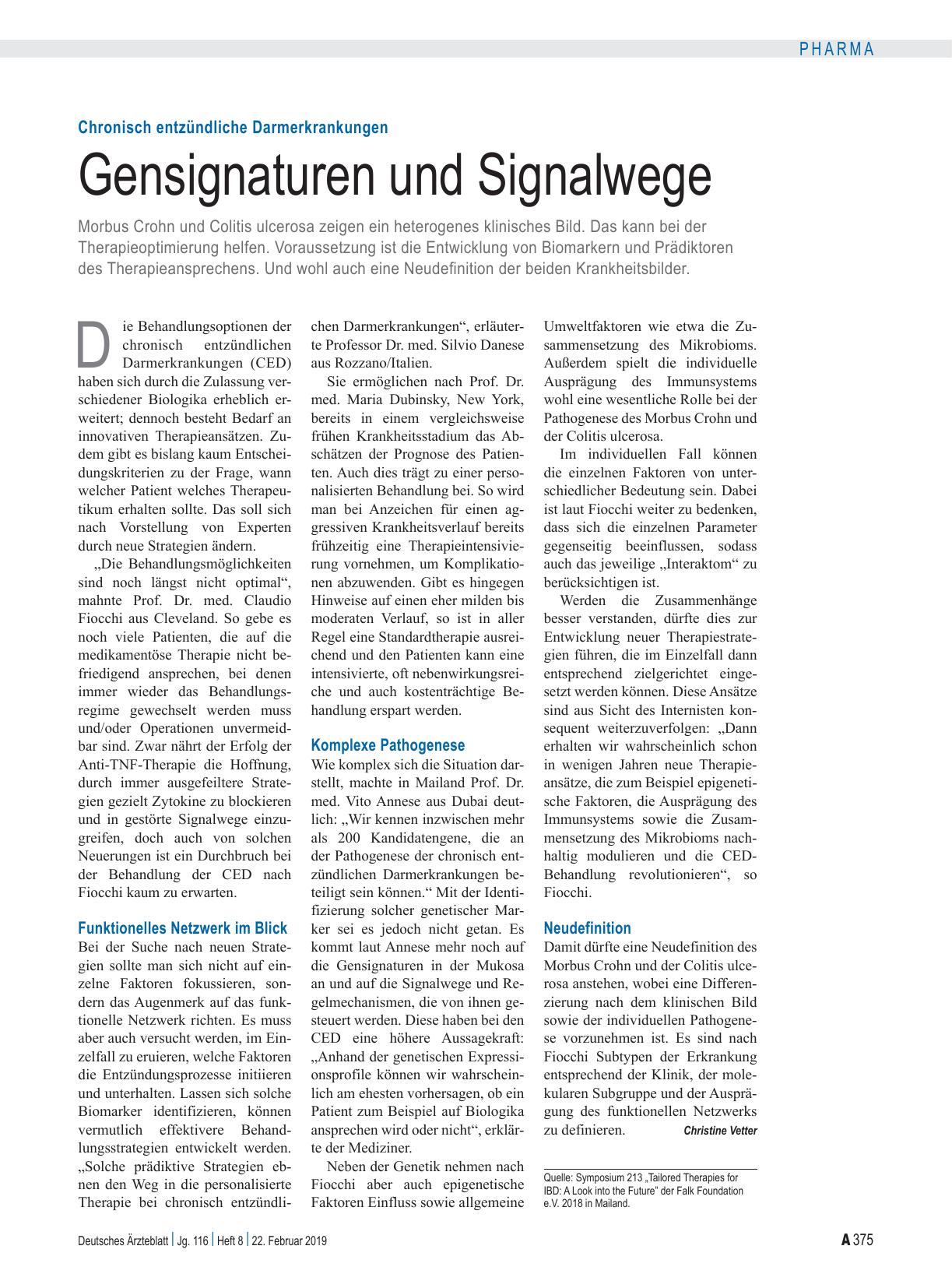 Vorschauseite 1: Chronisch entzündliche Darmerkrankungen: Gensignaturen und Signalwege