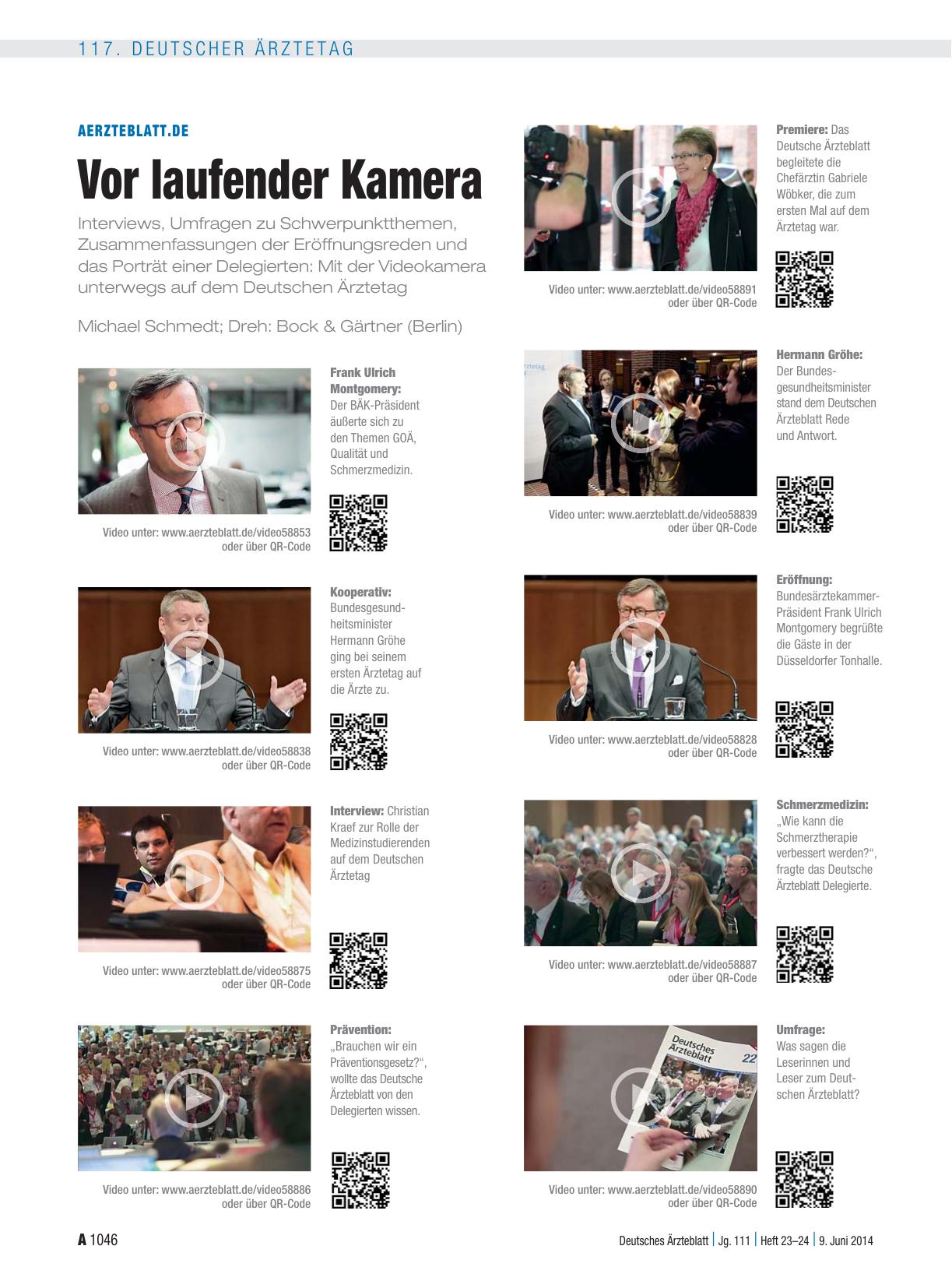 Vorschauseite 1: aerzteblatt.de: Vor laufender Kamera