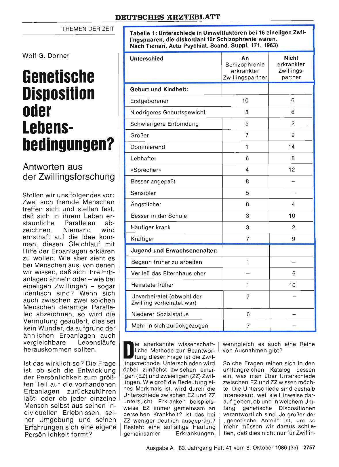 Vorschauseite 1: Genetische Disposition oder Lebensbedingungen? Antworten aus der Zwillingsforschung