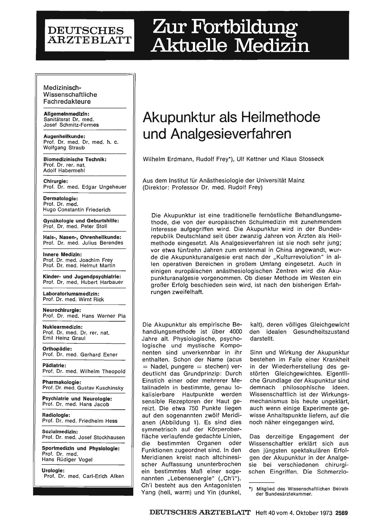 Vorschauseite 1: Akupunktur als Heilmethode und Analgesieverfahren
