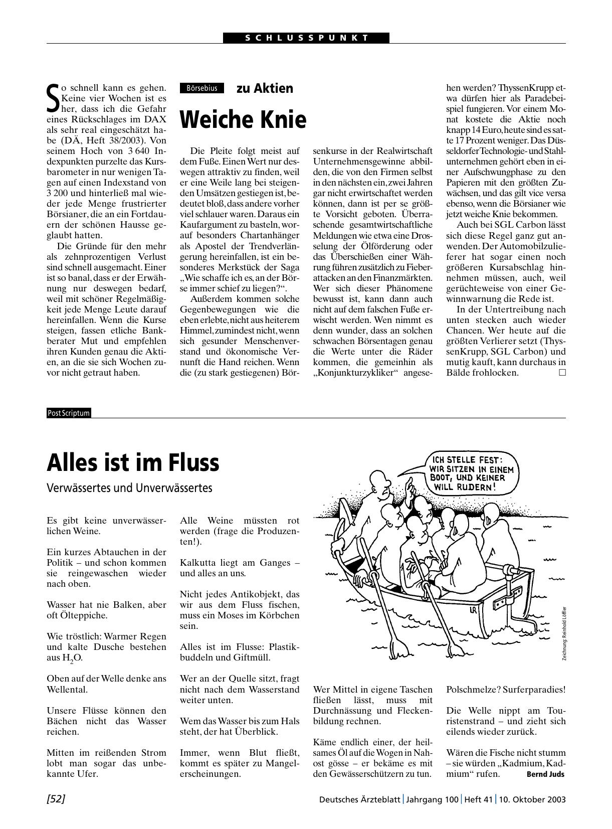 Vorschauseite 1: Börsebius zu Aktien: Weiche Knie