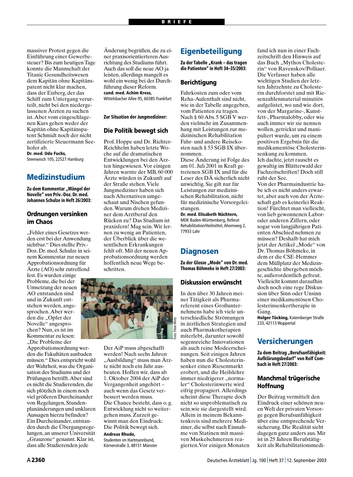 Vorschauseite 1: Medizinstudium: Die Politik bewegt sich