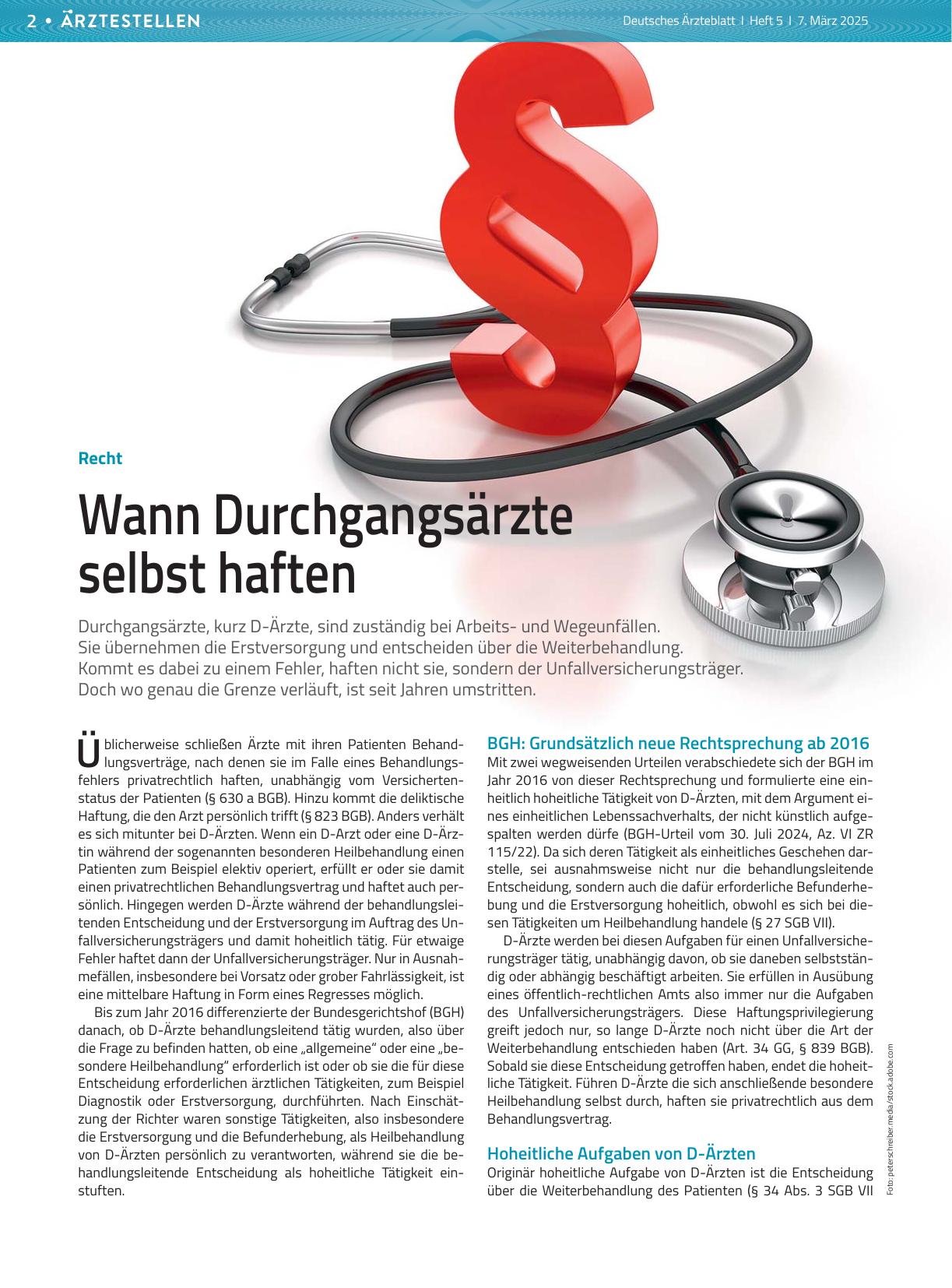 Vorschauseite 1: Recht: Wann Durchgangsärzte selbst haften