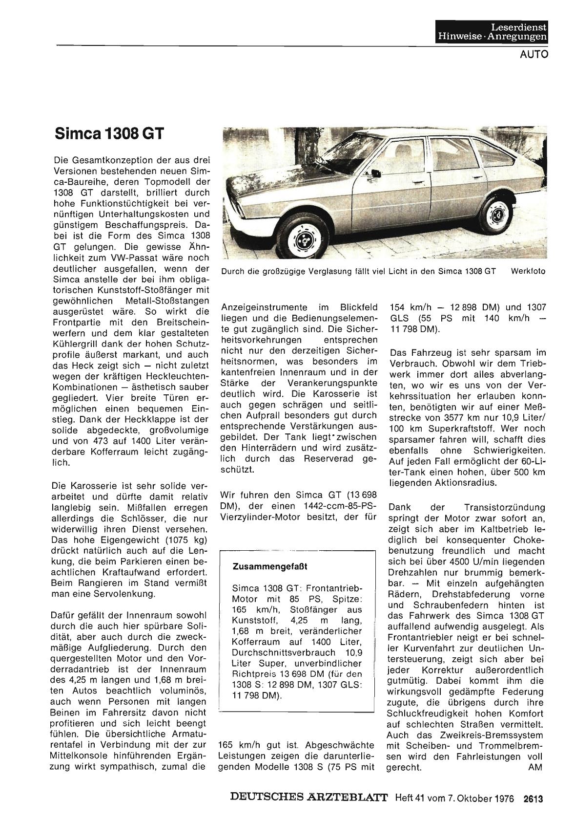 Vorschauseite 1: Simca 1308 GT