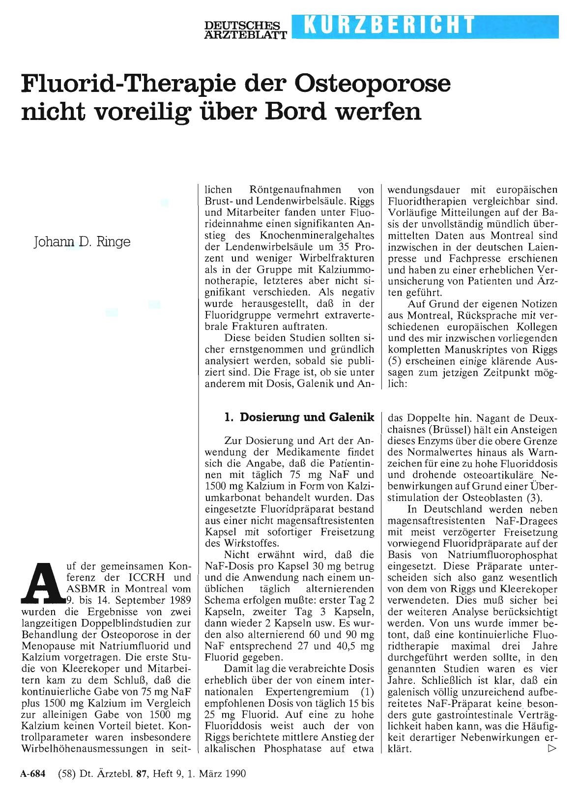 Vorschauseite 1: Fluorid-Therapie der Osteoporose nicht voreilig über Bord werfen