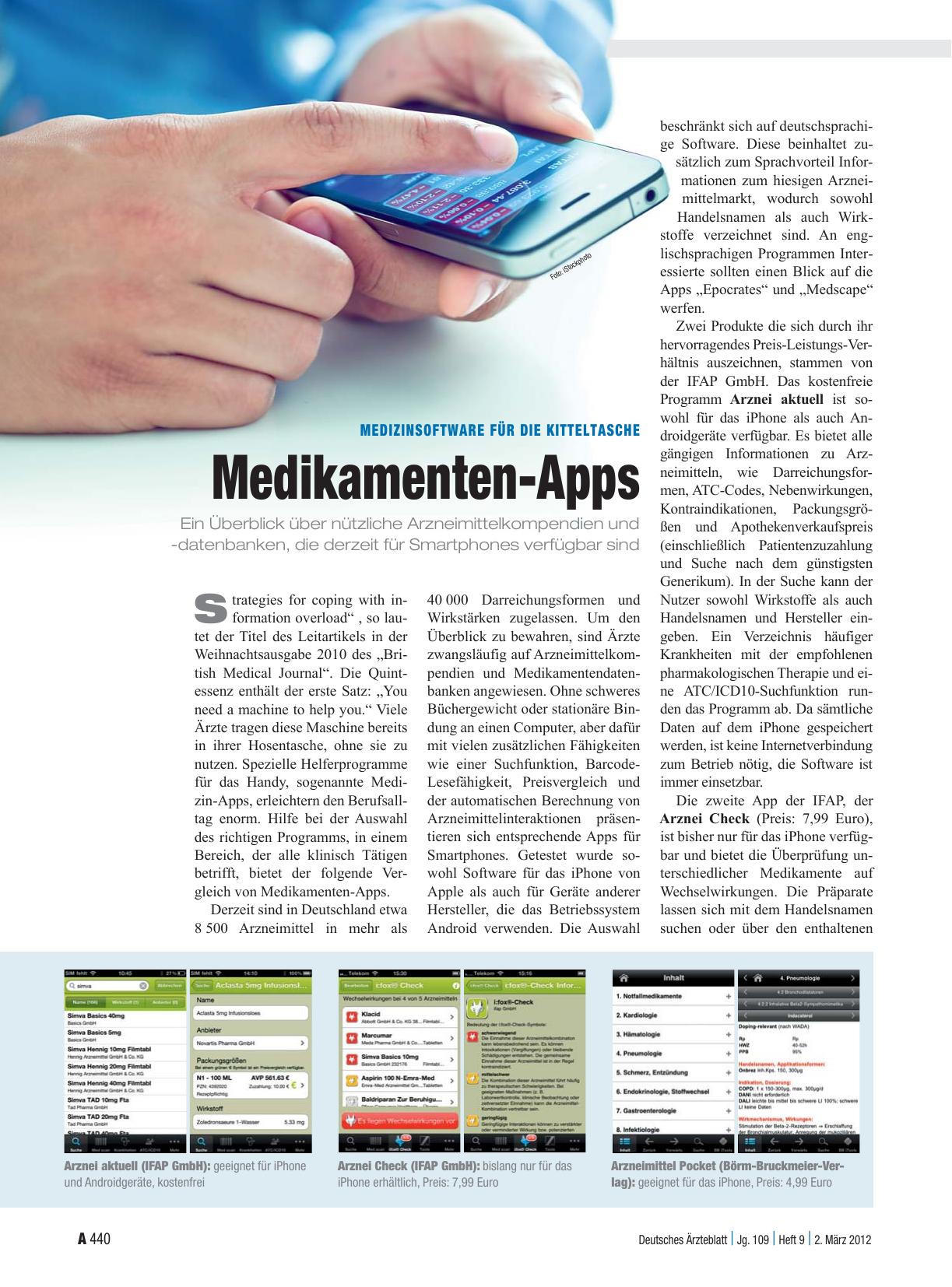 Vorschauseite 1: Medizinsoftware für die Kitteltasche: Medikamenten-Apps