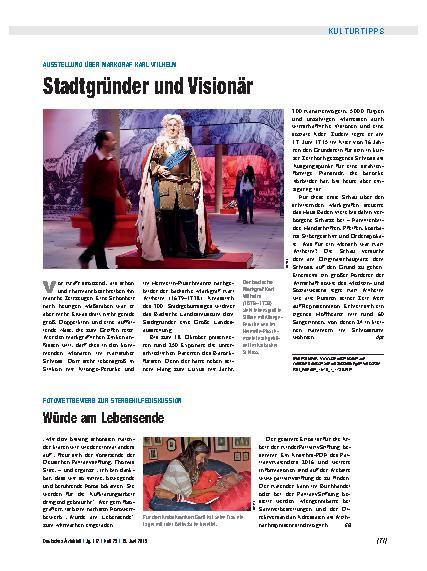 Vorschauseite 1: Ausstellung über Markgraf Karl Wilhelm: Stadtgründer und Visionär