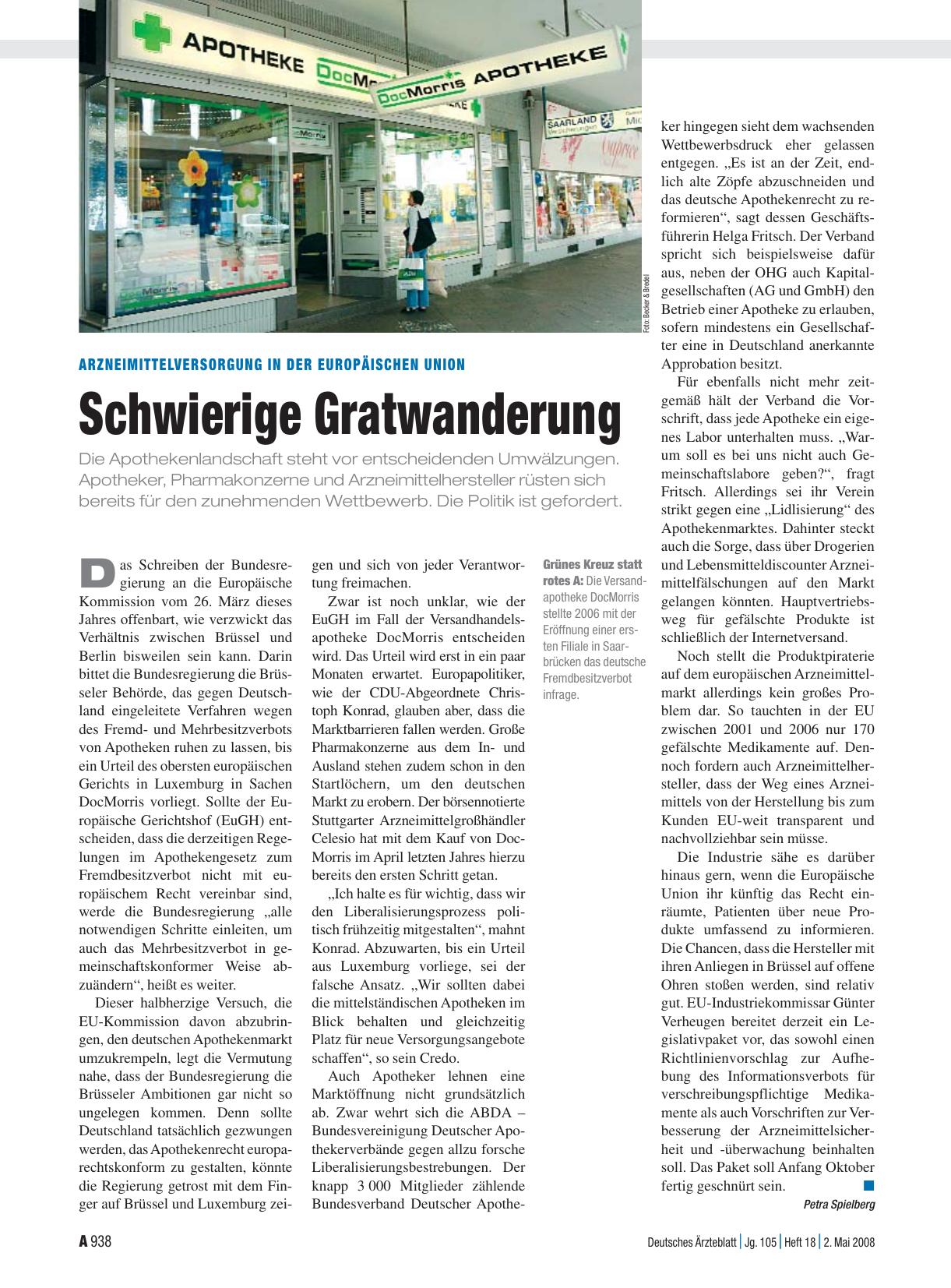 Vorschauseite 1: Arzneimittelversorgung in der Europäischen Union: Schwierige Gratwanderung