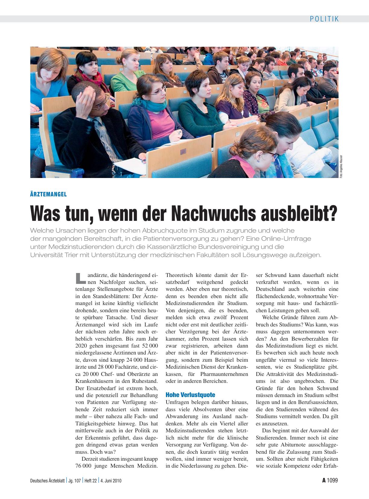 Vorschauseite 1: Ärztemangel: Was tun, wenn der Nachwuchs ausbleibt?
