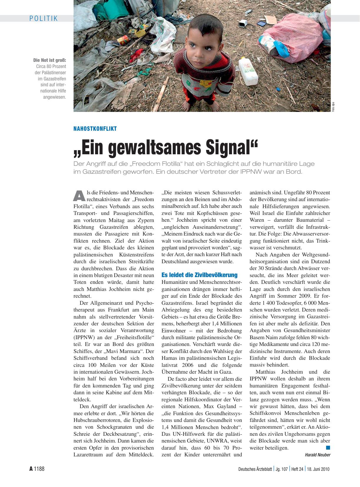 Vorschauseite 1: Nahostkonflikt: „Ein gewaltsames Signal“