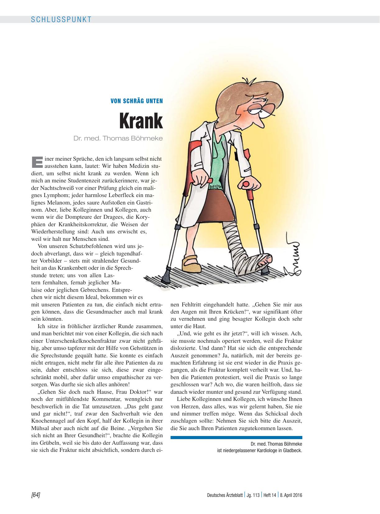 Vorschauseite 1: Von schräg unten: Krank
