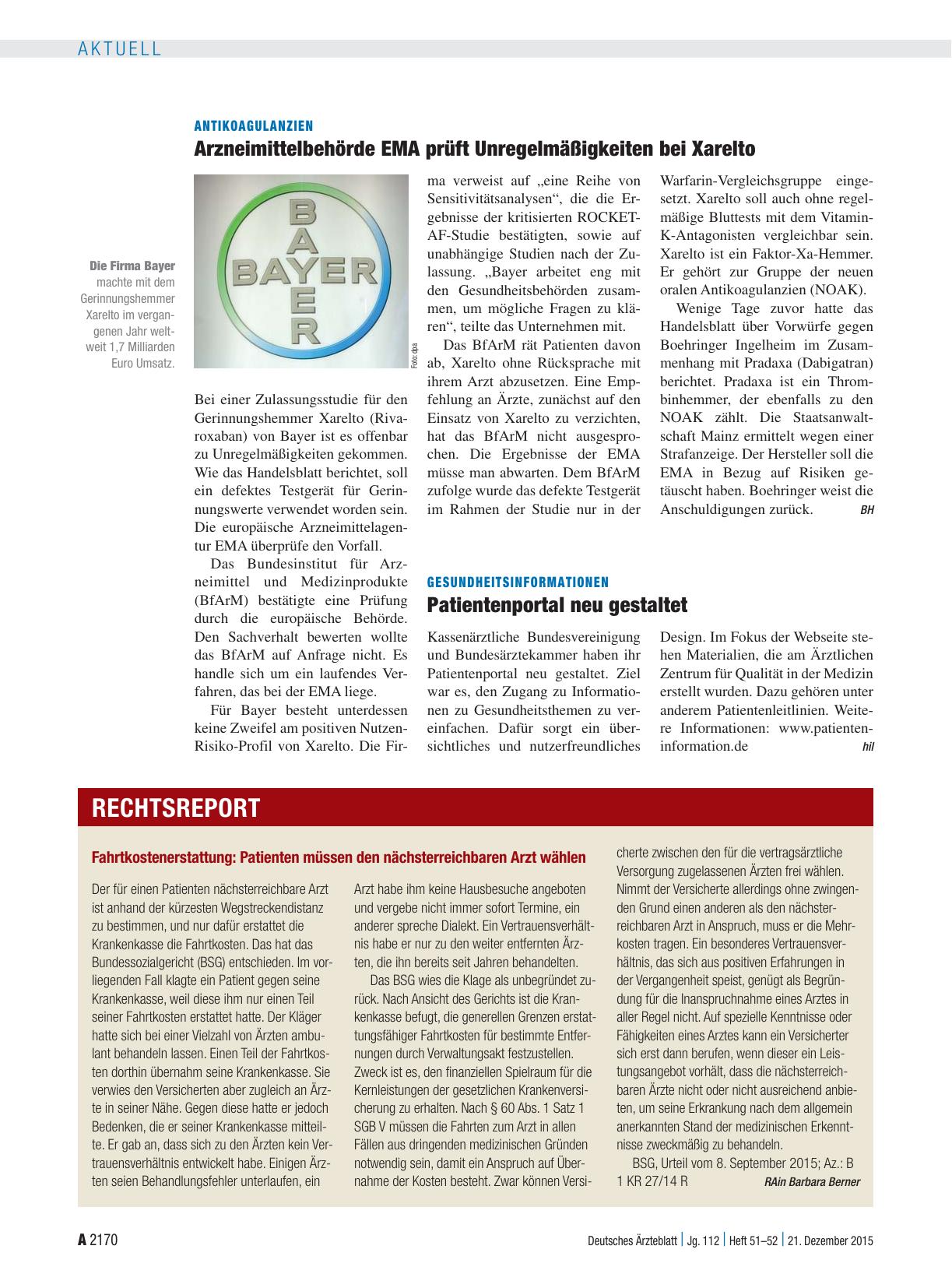Vorschauseite 1: Fahrtkostenerstattung: Patienten müssen den nächsterreichbaren Arzt wählen