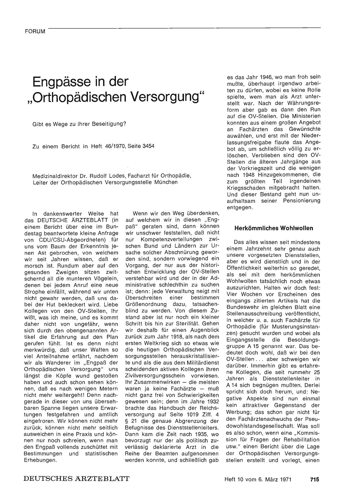 Vorschauseite 1: Engpässe in der „Orthopädischen Versorgung"