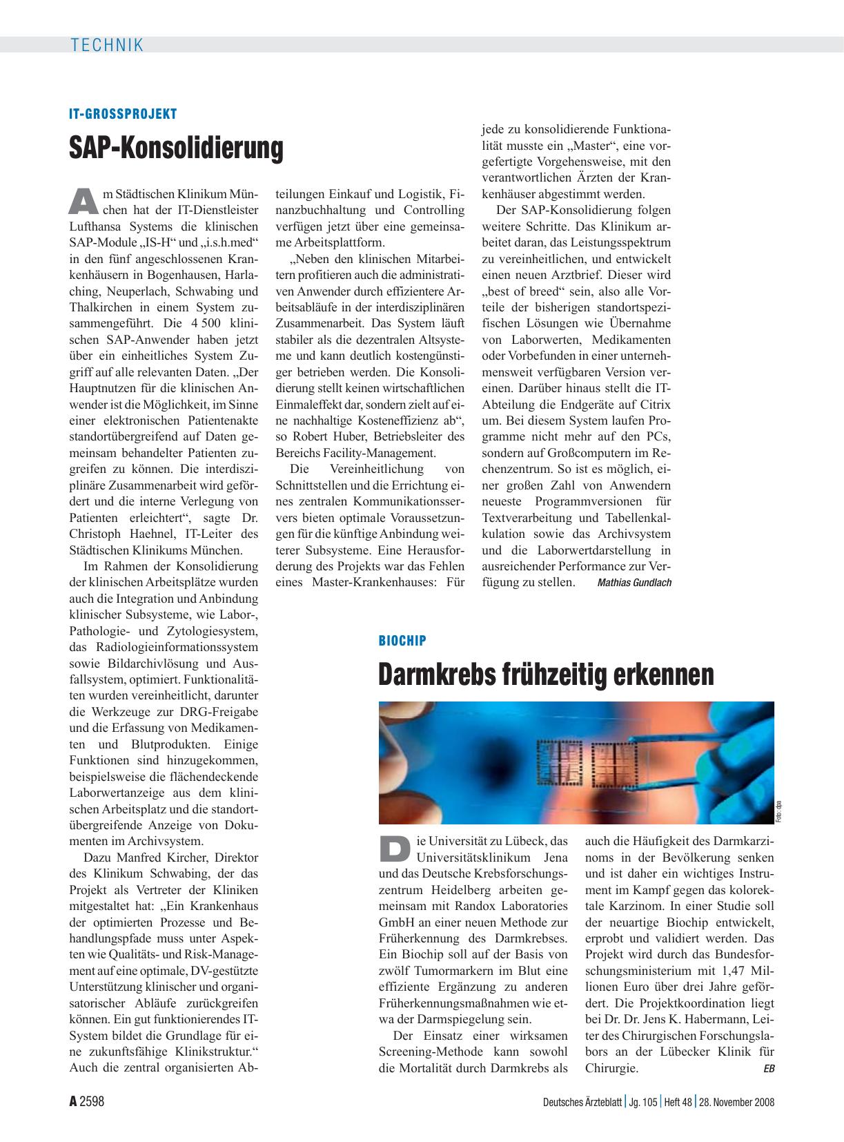 Vorschauseite 1: Biochip: Darmkrebs frühzeitig erkennen