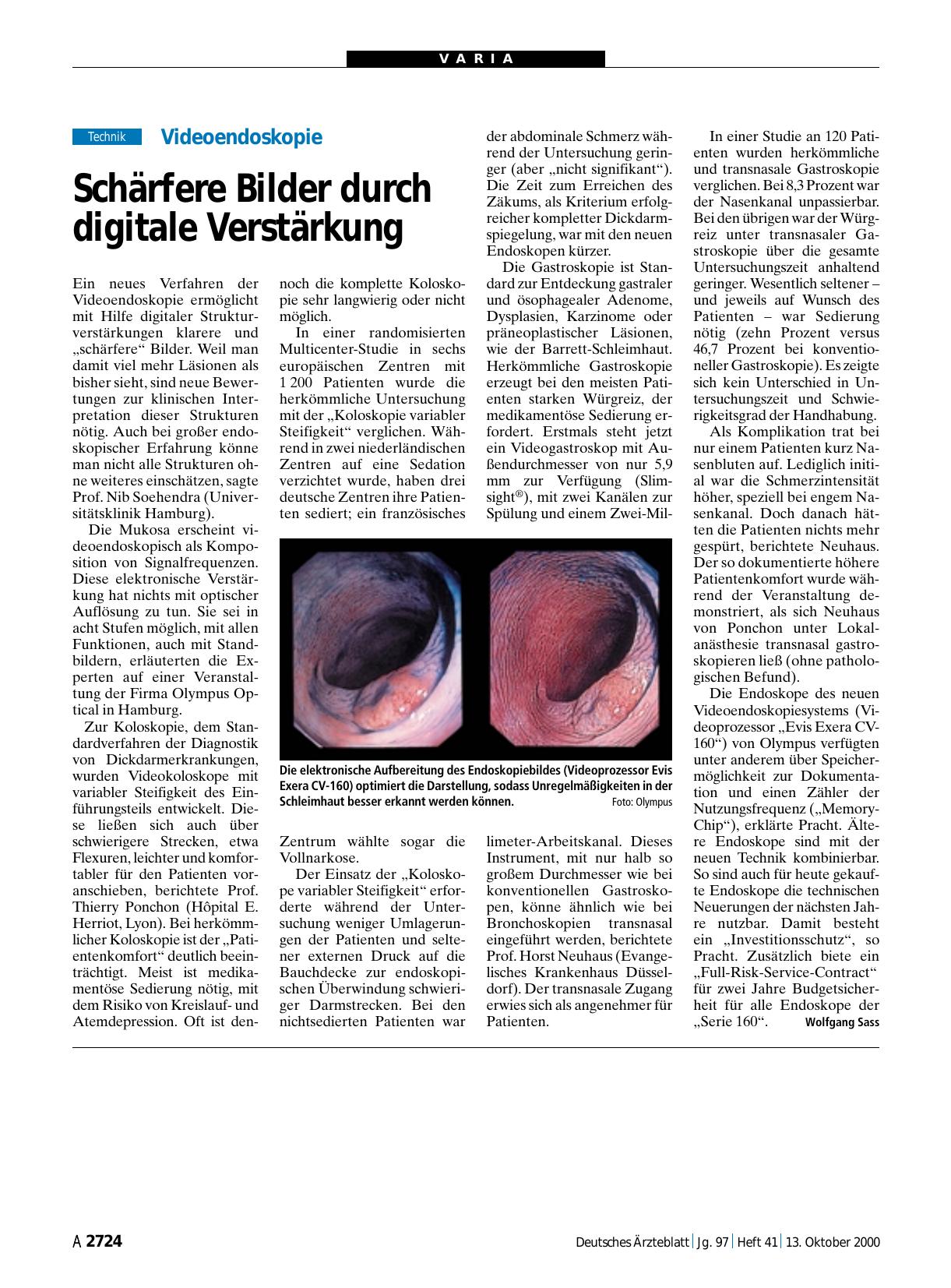 Vorschauseite 1: Videoendoskopie: Schärfere Bilder durch digitale Verstärkung