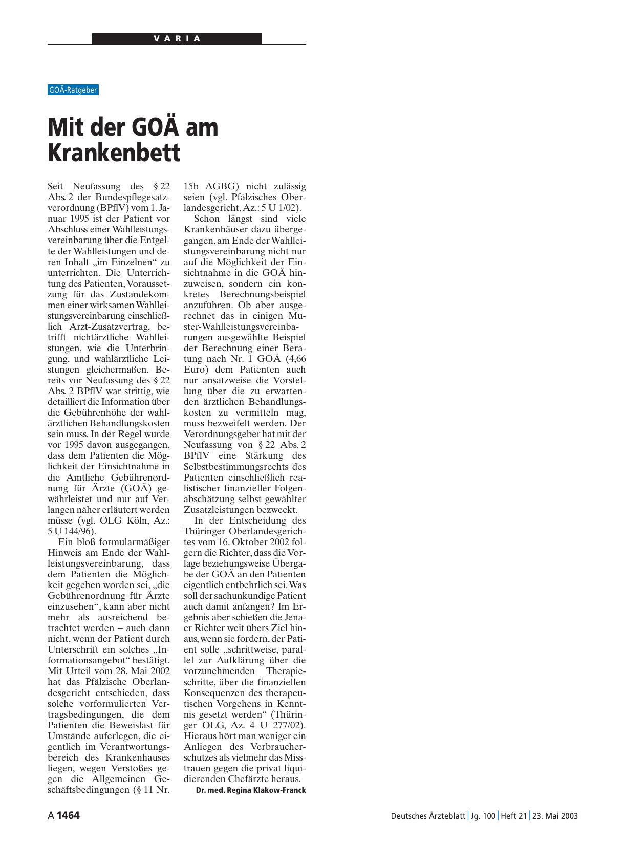 Vorschauseite 1: Mit der GOÄ am Krankenbett