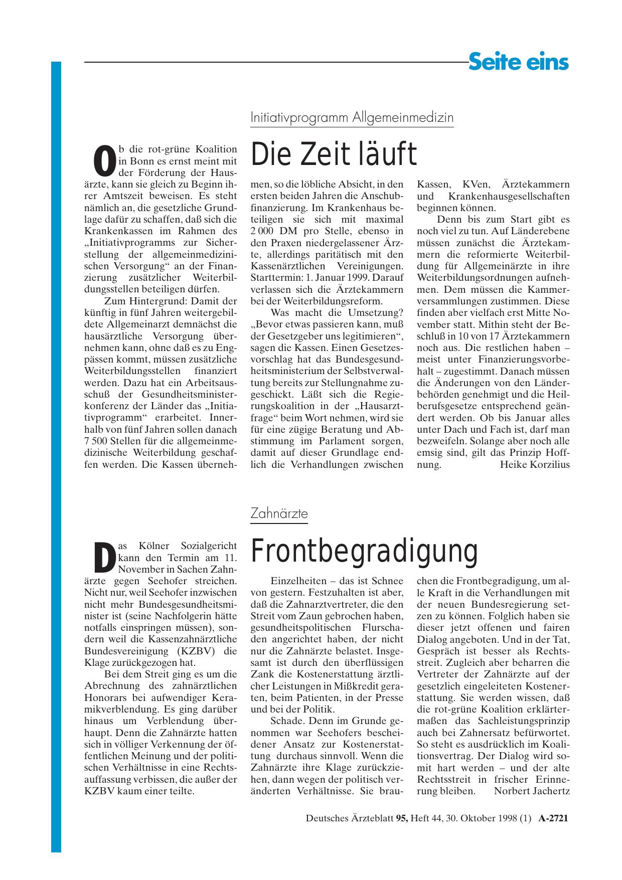 Vorschauseite 1: Initiativprogramm Allgemeinmedizin: Die Zeit läuft