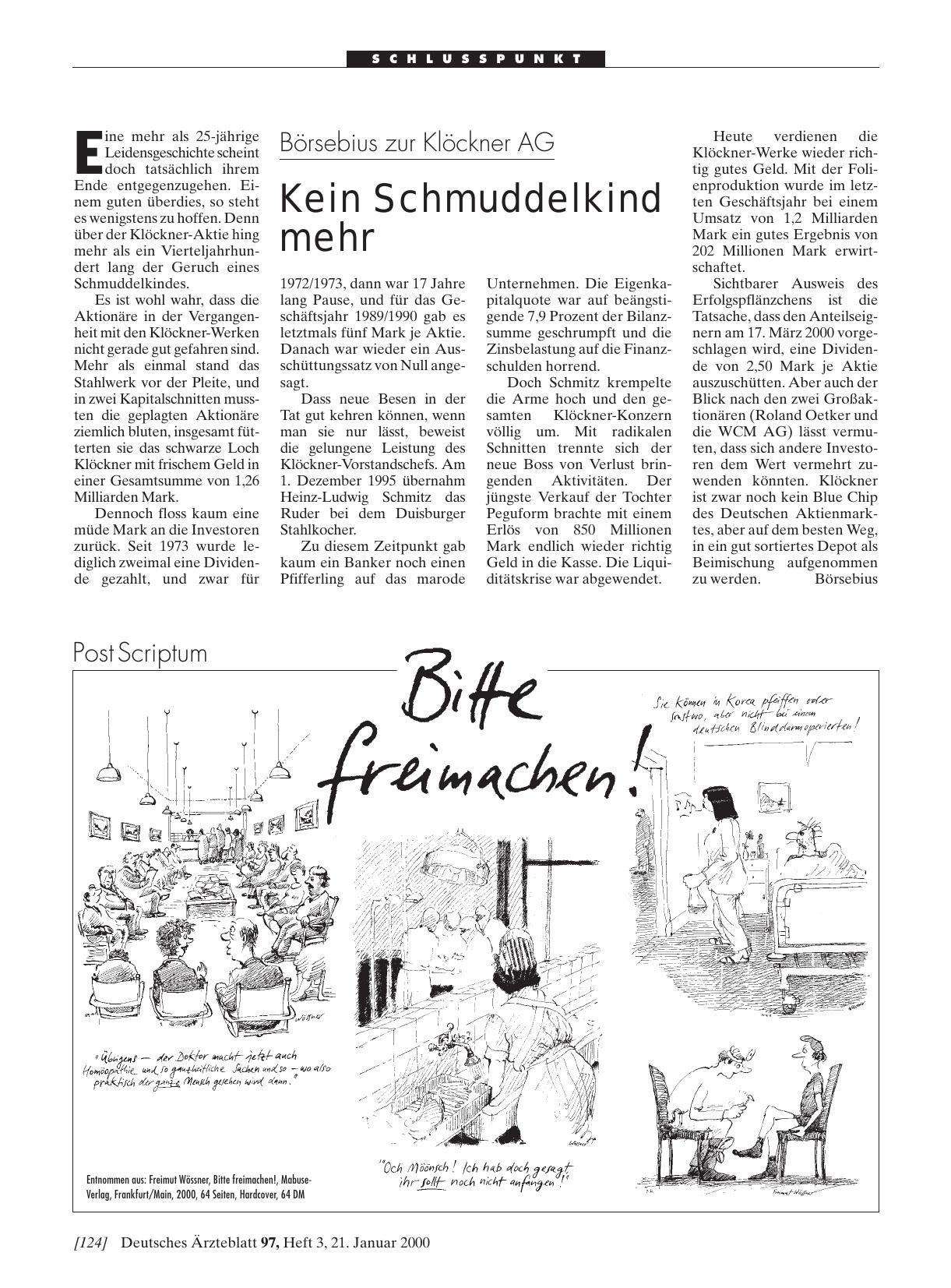 Vorschauseite 1: Börsebius zur Klöckner AG: Kein Schmuddelkind mehr