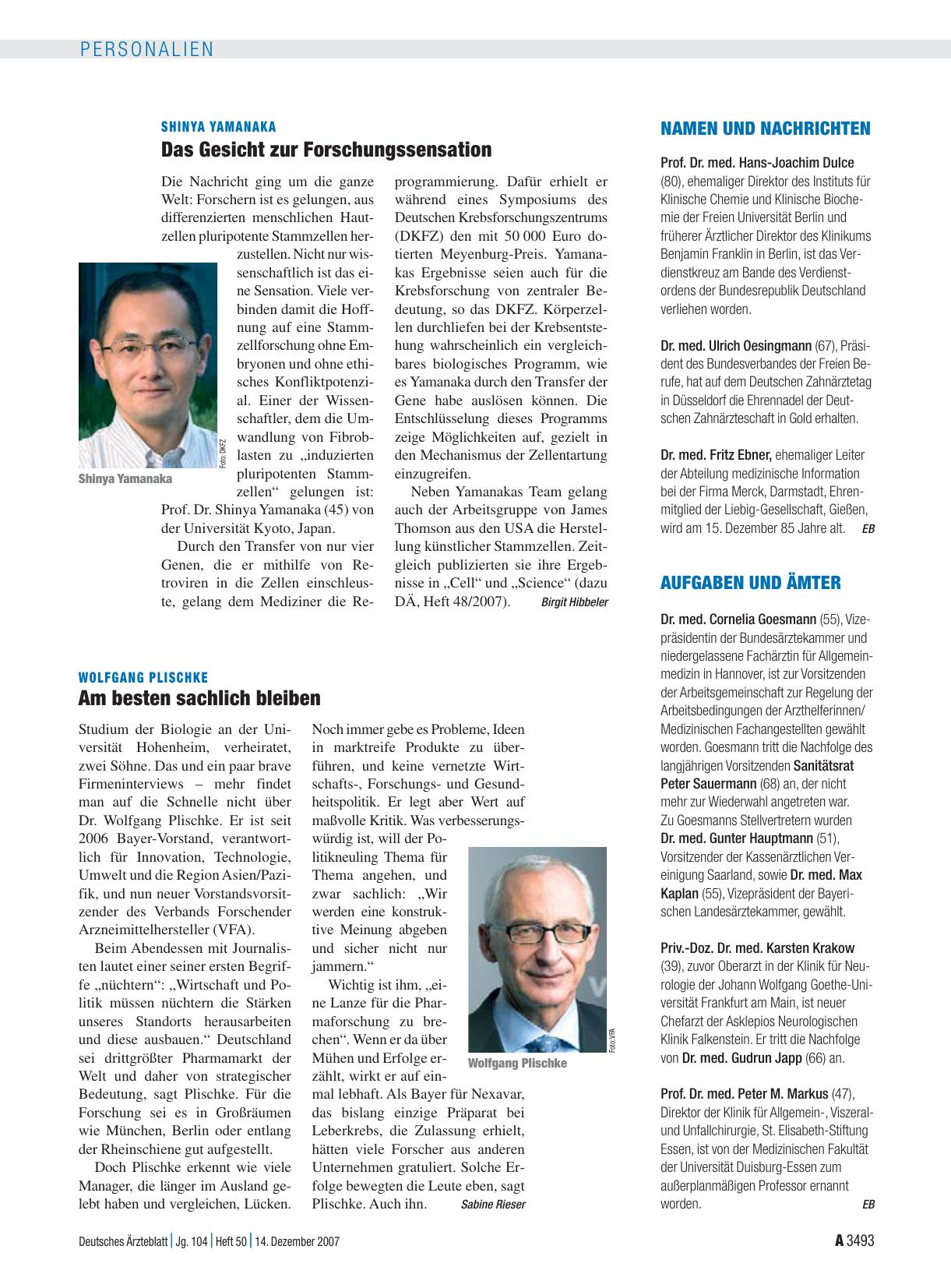 Vorschauseite 1: Namen und Nachrichten