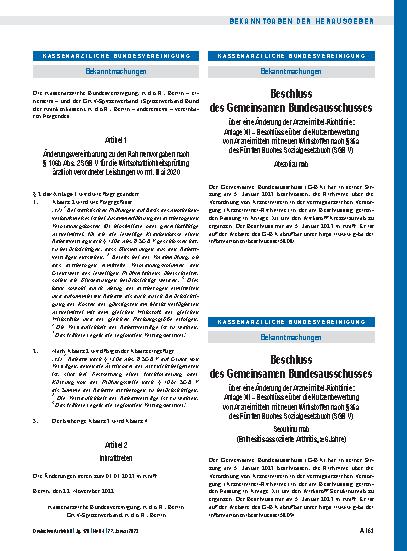 Vorschauseite 1: Beschluss des Gemeinsamen Bundesausschusses über eine Änderung der Arzneimittel-Richtlinie: Anlage XII – Secukinumab (Enthesitis-assoziierte Arthritis, ≥ 6 Jahre)