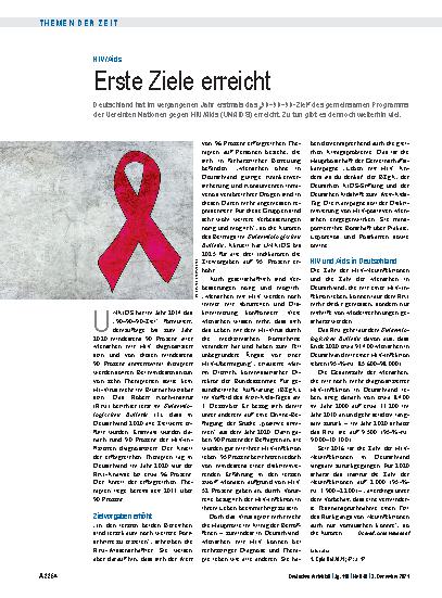 Vorschauseite 1: HIV/Aids: Erste Ziele erreicht