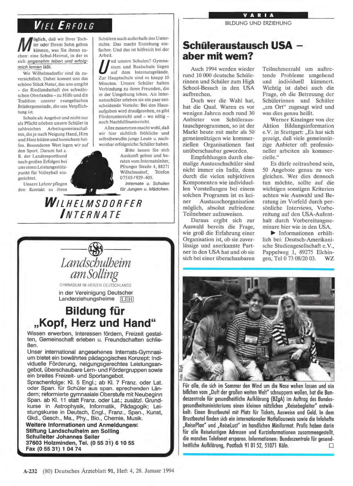 Vorschauseite 1: Schüleraustausch USA aber mit wem?
