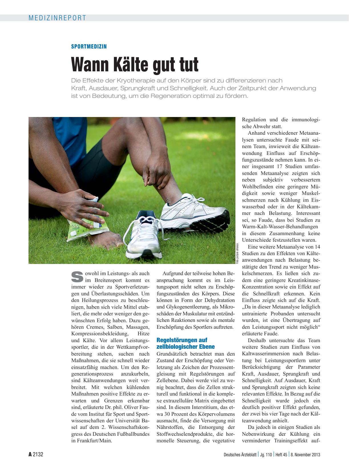 Vorschauseite 1: Sportmedizin: Wann Kälte gut tut