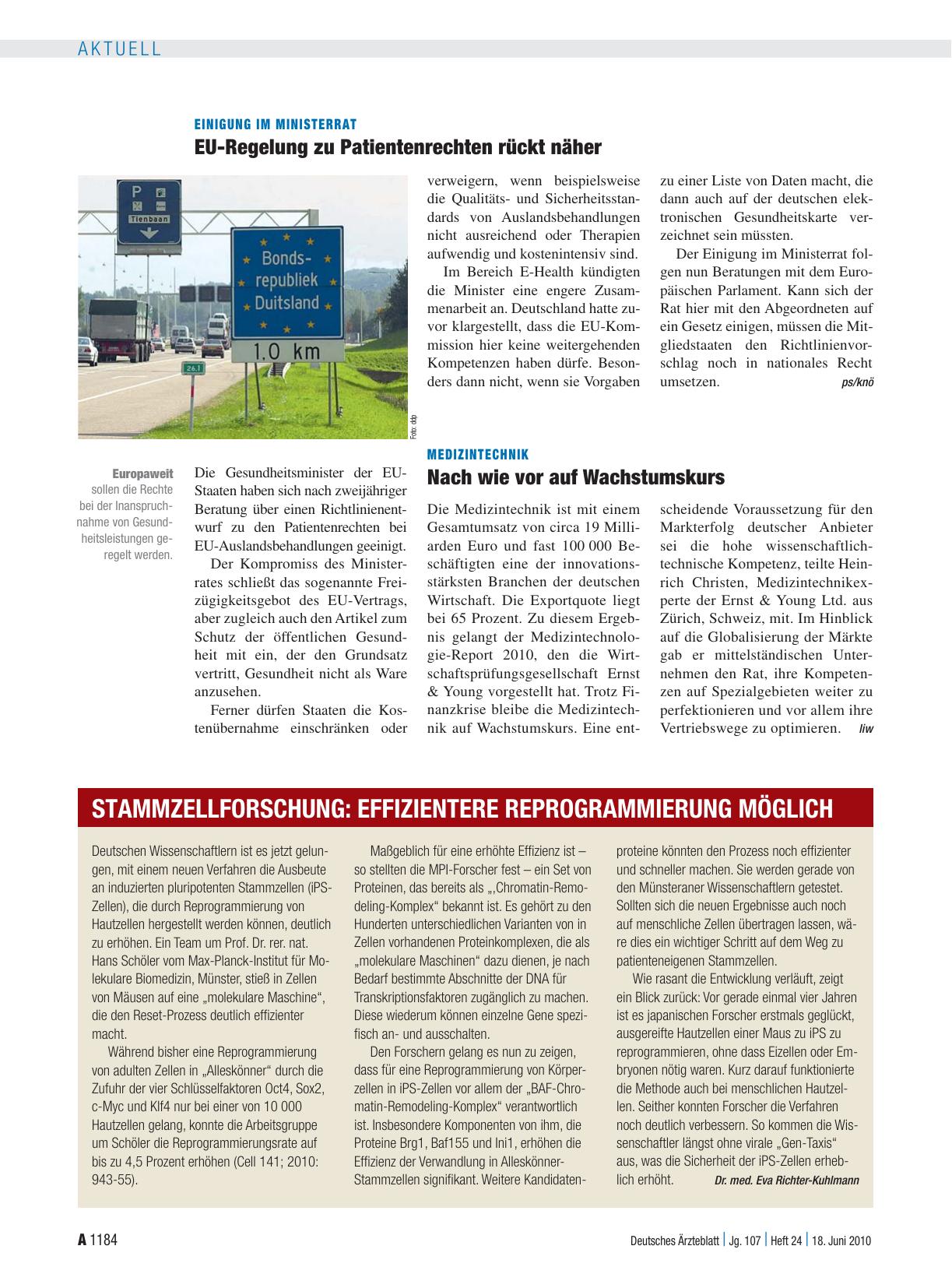 Vorschauseite 1: Stammzellforschung: Effizientere Reprogrammierung Möglich