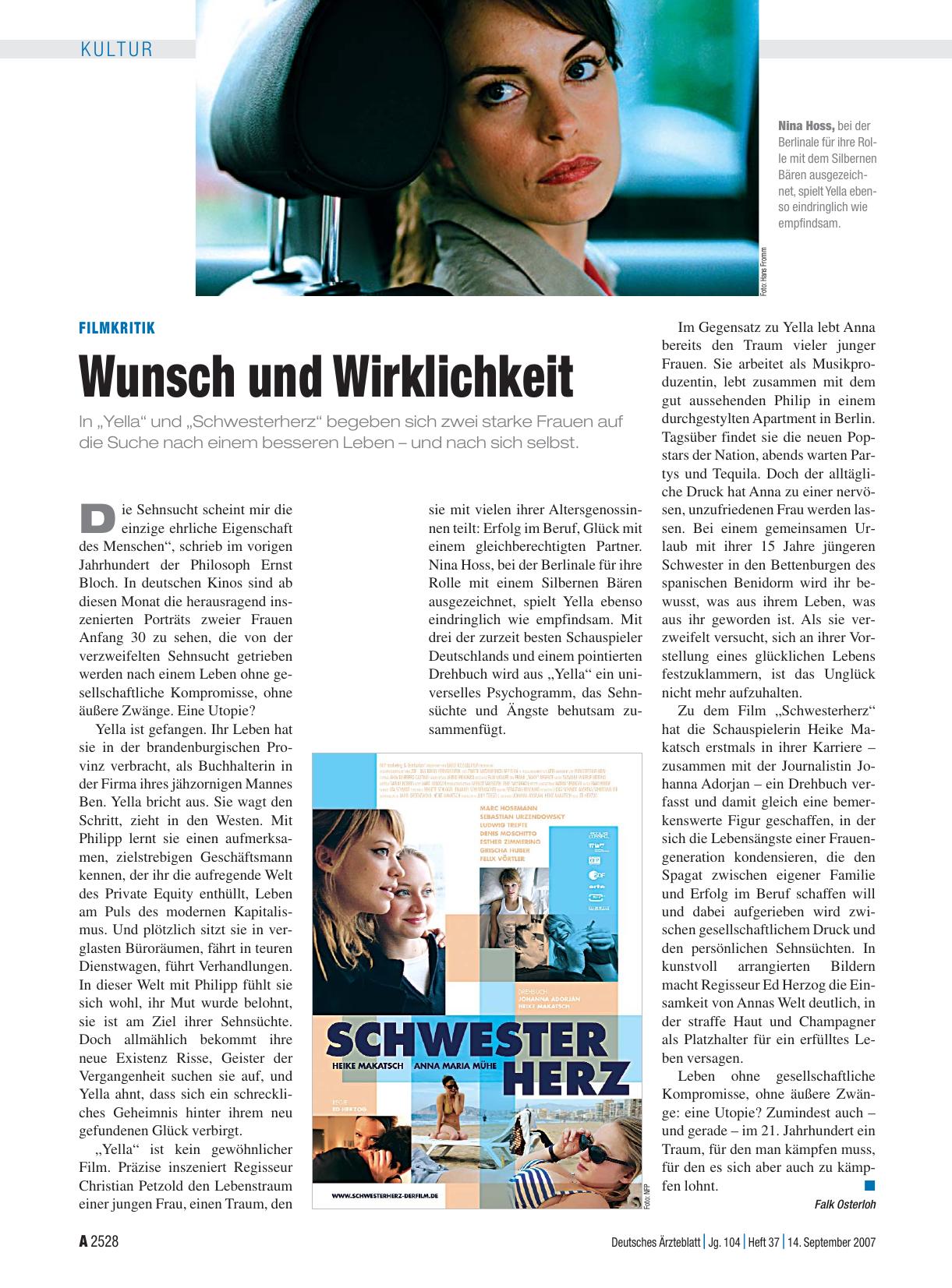 Vorschauseite 1: Filmkritik: Wunsch und Wirklichkeit